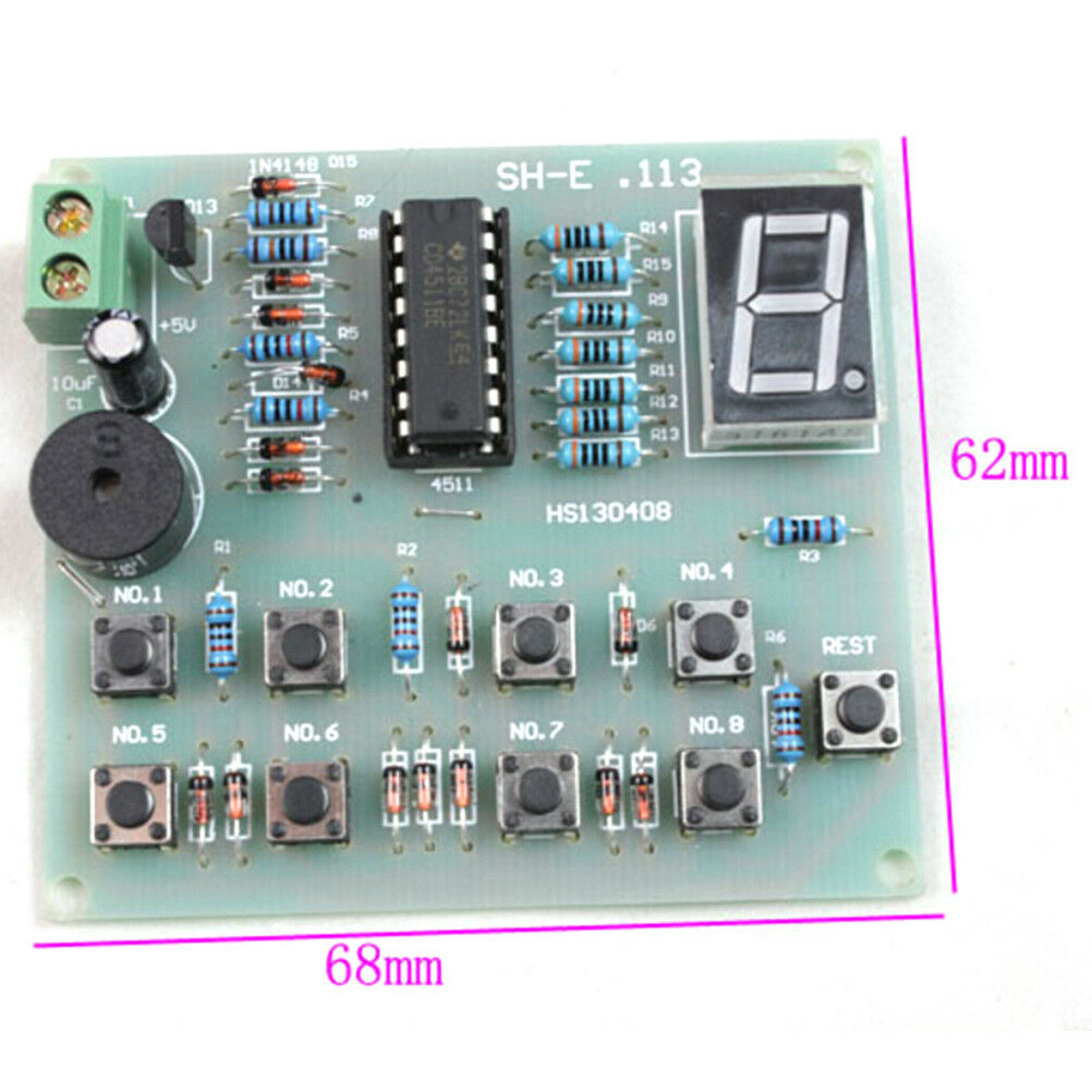 8Ways Digital Responder DIY Kit Electronic Components CD4511 Soldering PractO WF