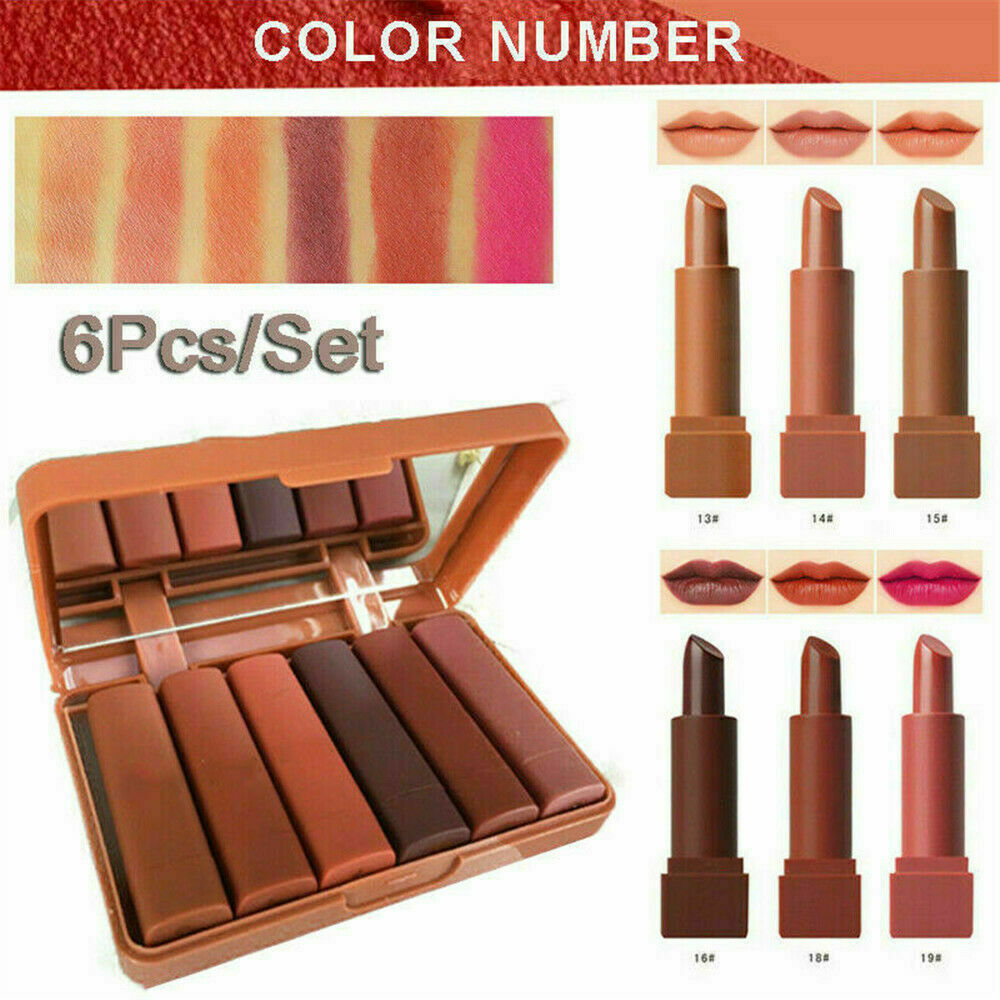 6Pcs/Set Matte Lipstick Waterproof Long Lasting Makeup Lip Stick Cosmetic Beauty
