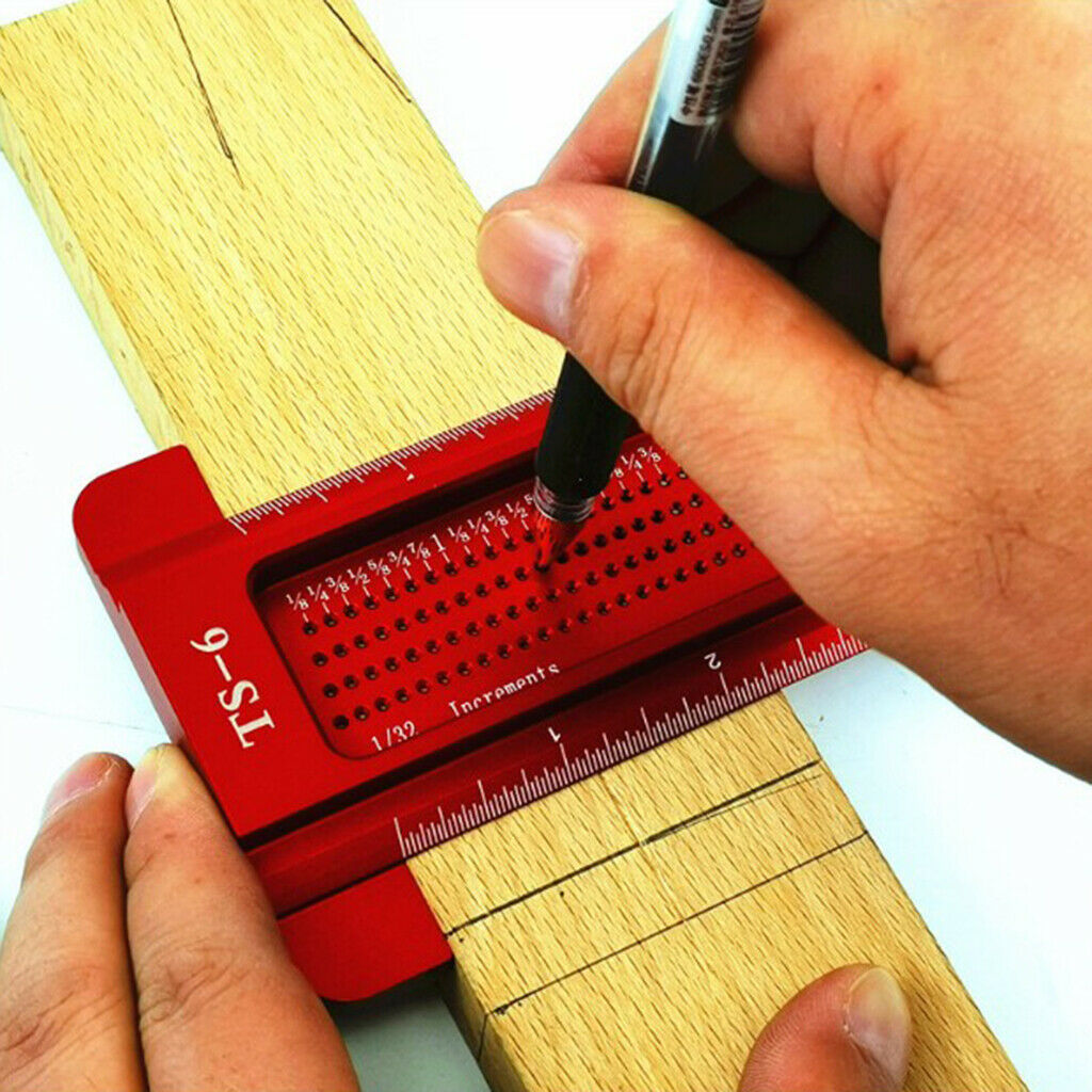 Alloy Steel Woodworking Scriber Ruler T Type Ruler Measuring Scriber Red