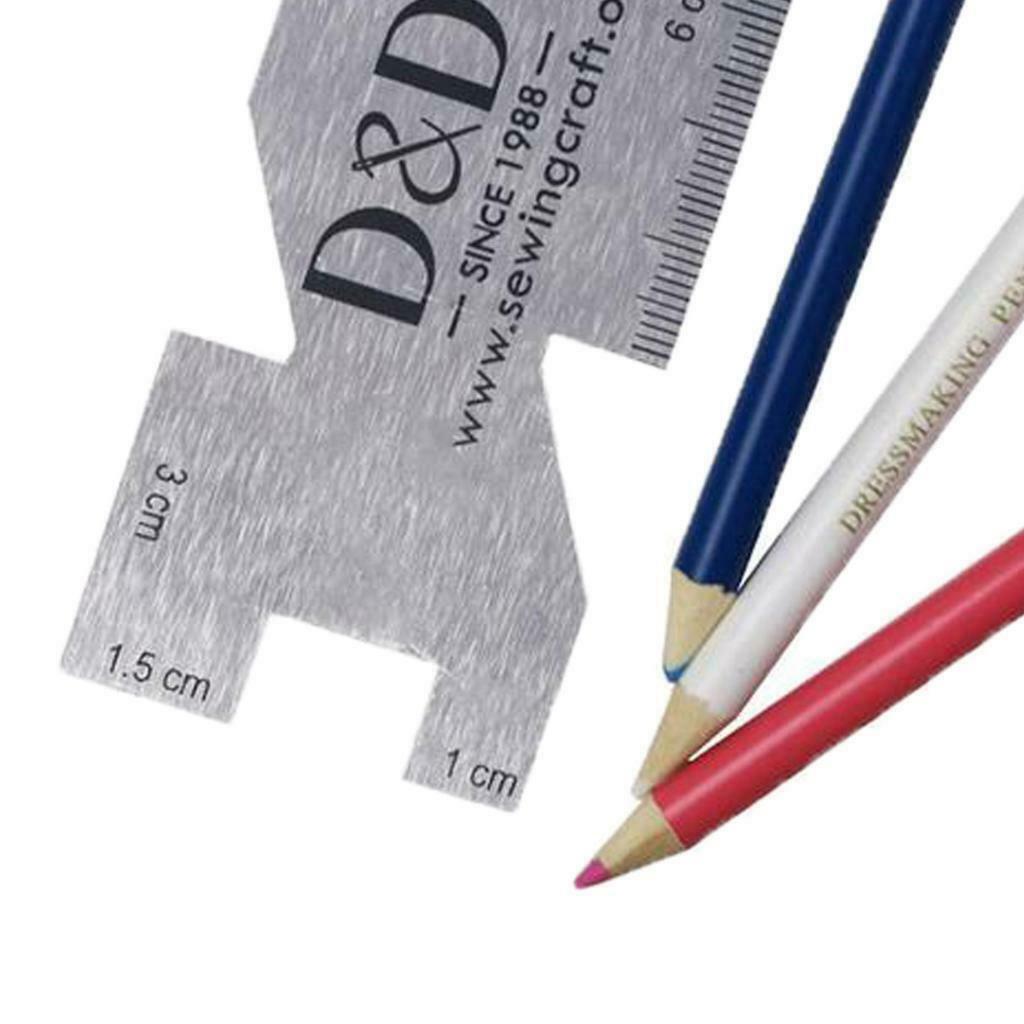 Marking Pen Fabric Marker Tailor's Chalk & Metal Sewing Measuring Gauge Rulers