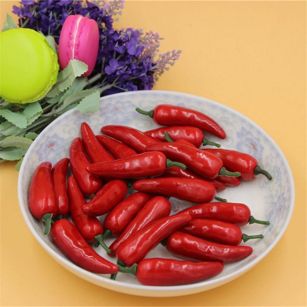 50-pack Mini Chili Red Foam Plastic Artificial Vegetable Ornament Wedding Decor