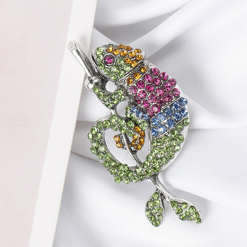 Chameleon Brooch Animal Coat Pin Rhinestone Fashion Jewelry Accessories O.l8