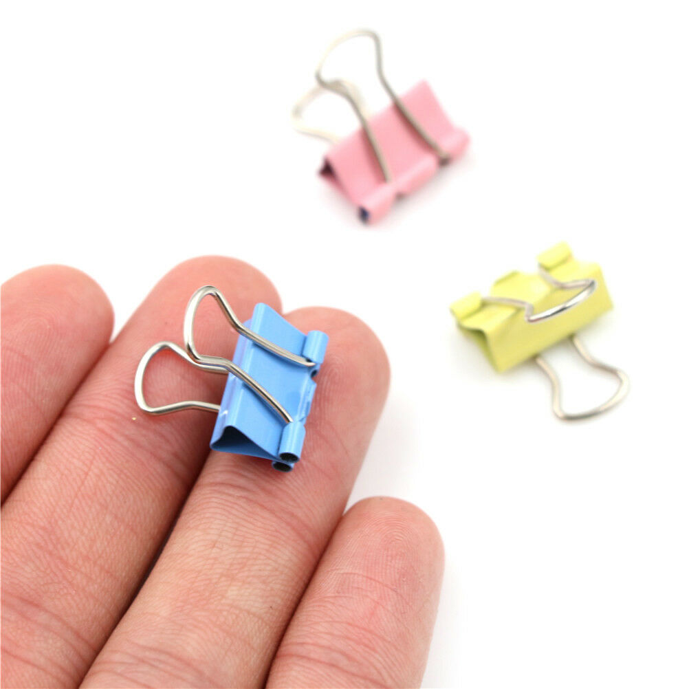 60Pcs 15mm Colorful Metal Binder Clips File Paper Clip Holder Office Supplies WF