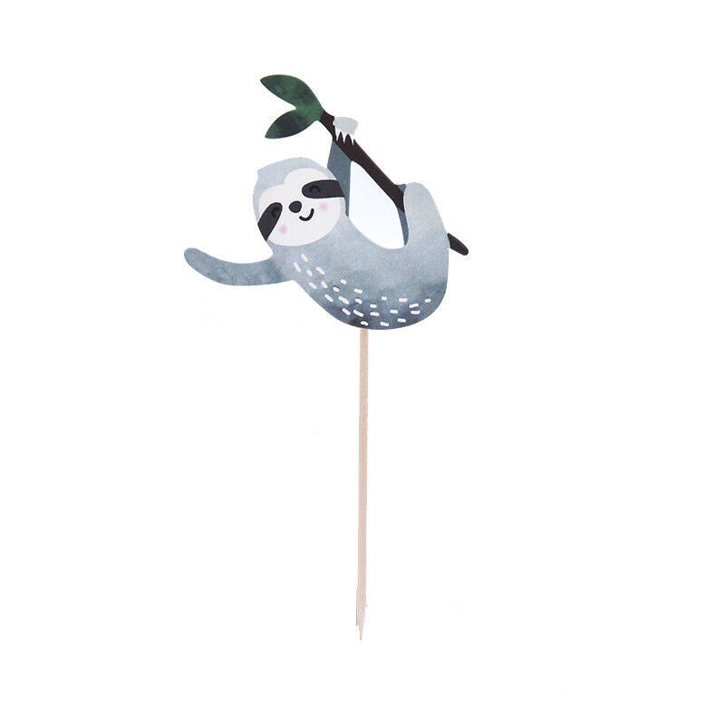 4pcs Cute Creative Sloth Decor Cake Insert Card Cake Topper Set Birthday .l8