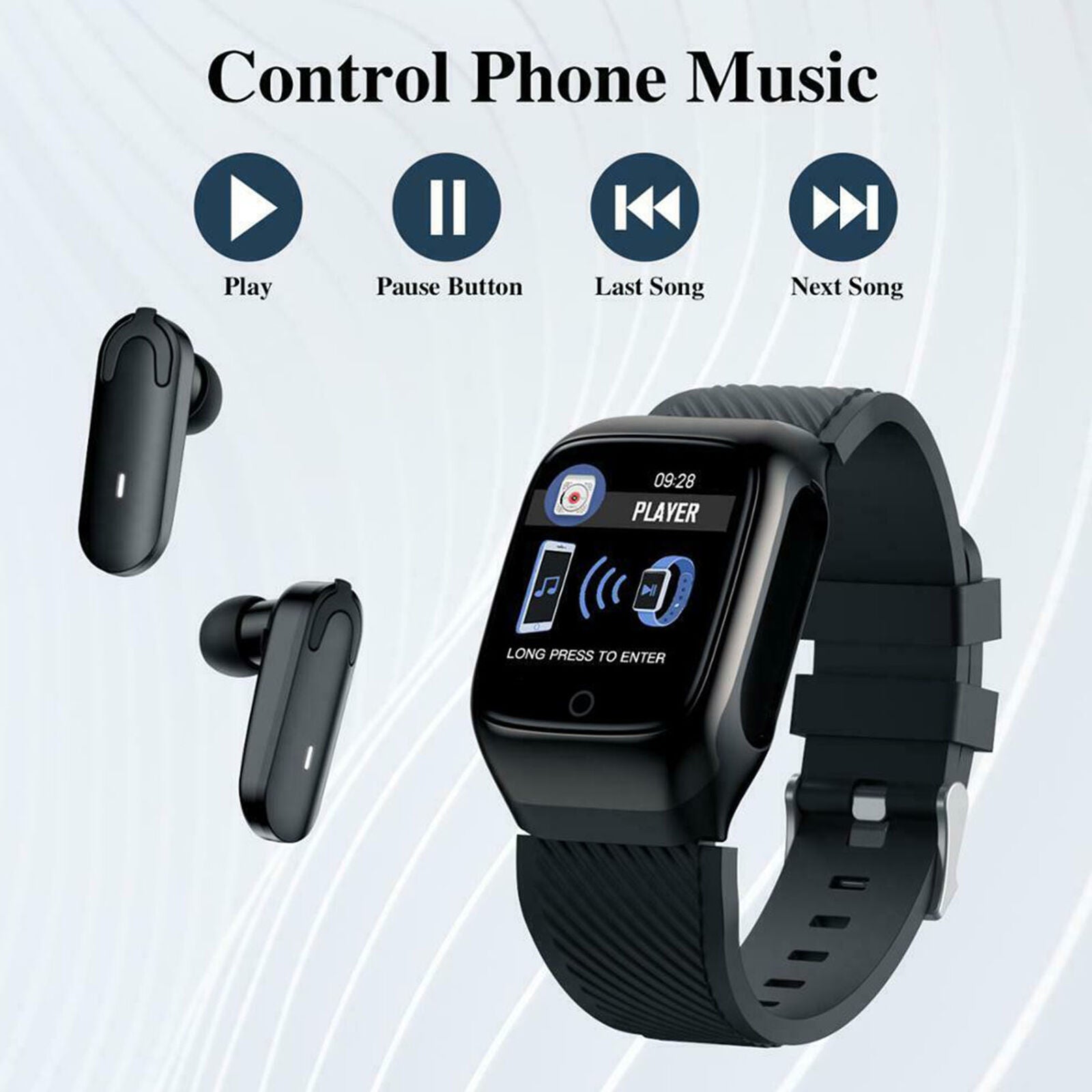 Smart Watch Earphones 2 in 1 Earbuds Wireless Bluetooth Headphones Wristband