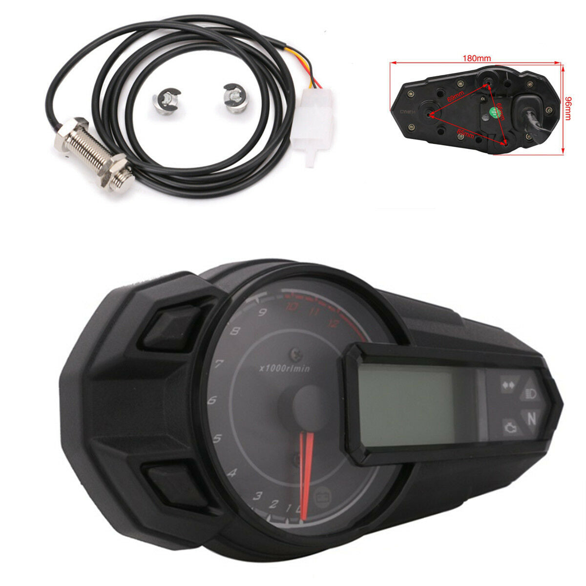 Super Clear LED Background Display Motorcycle Integrated Meter Gauge Waterproof