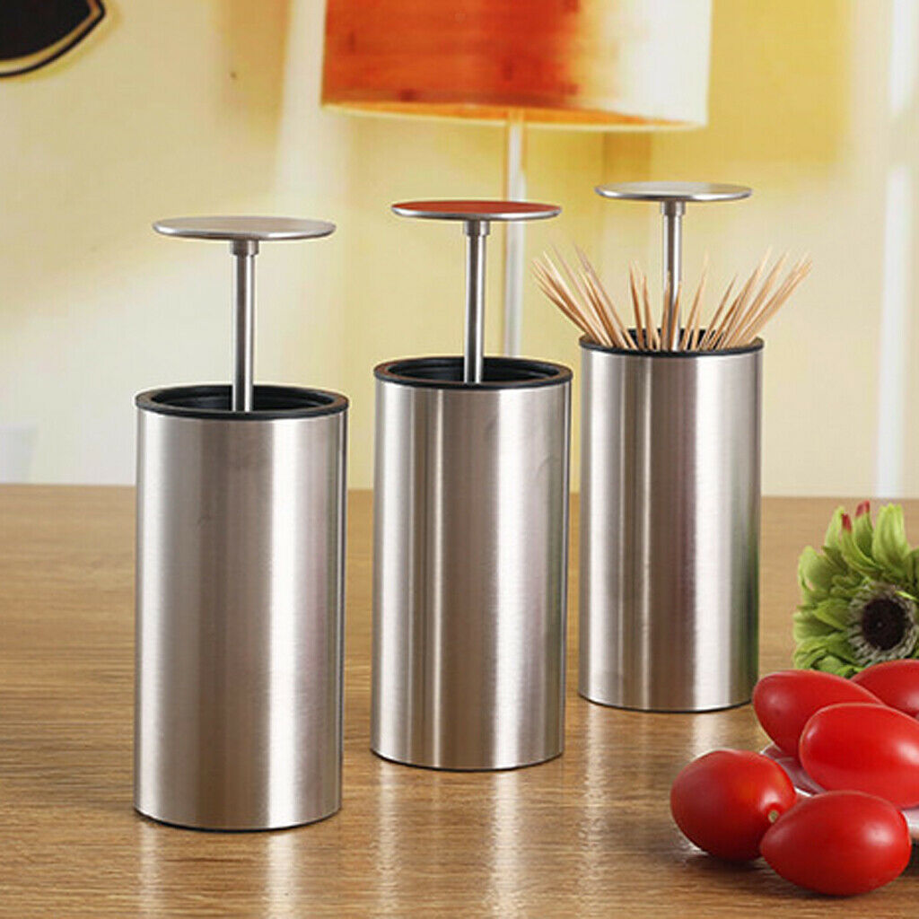 Portable Automatic Stainless Steel Toothpick Dispenser Holder Organizer