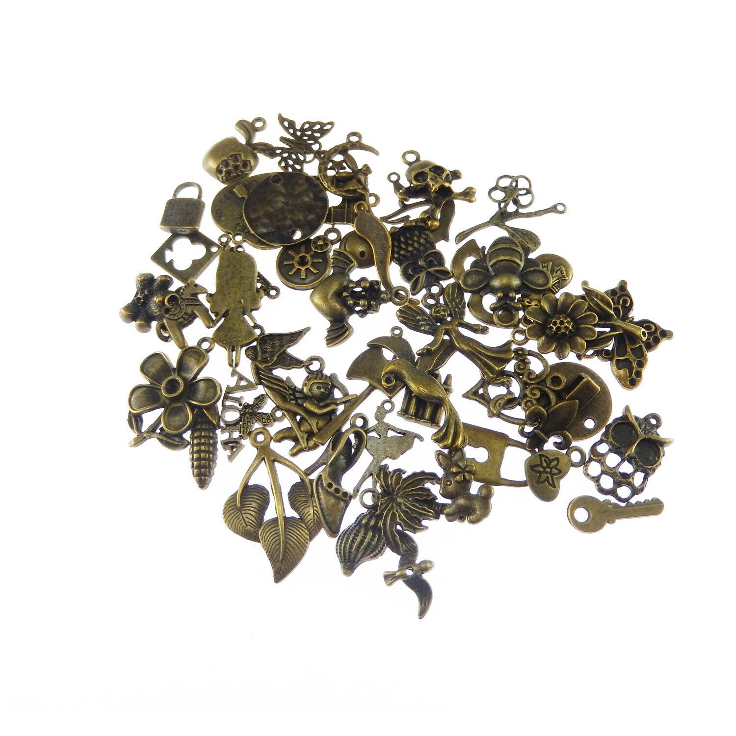 50g/lot Assorted Jewelry Crafts Alloy Bronze Charms Pendants Accessories 53201