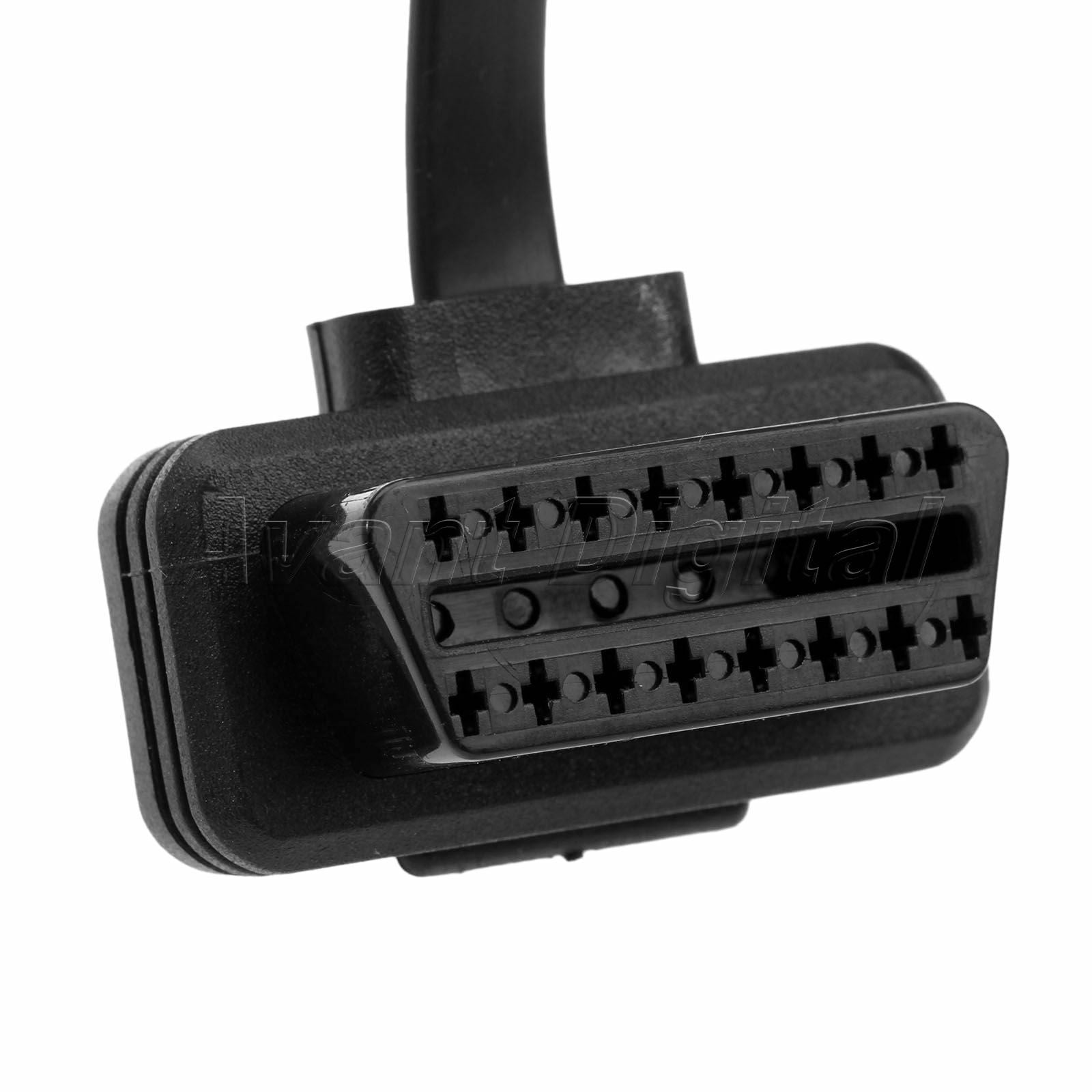16 Pin Flat Noodle Male to Female Elbow 2FT OBD 2 Extension Diagnostic Cable