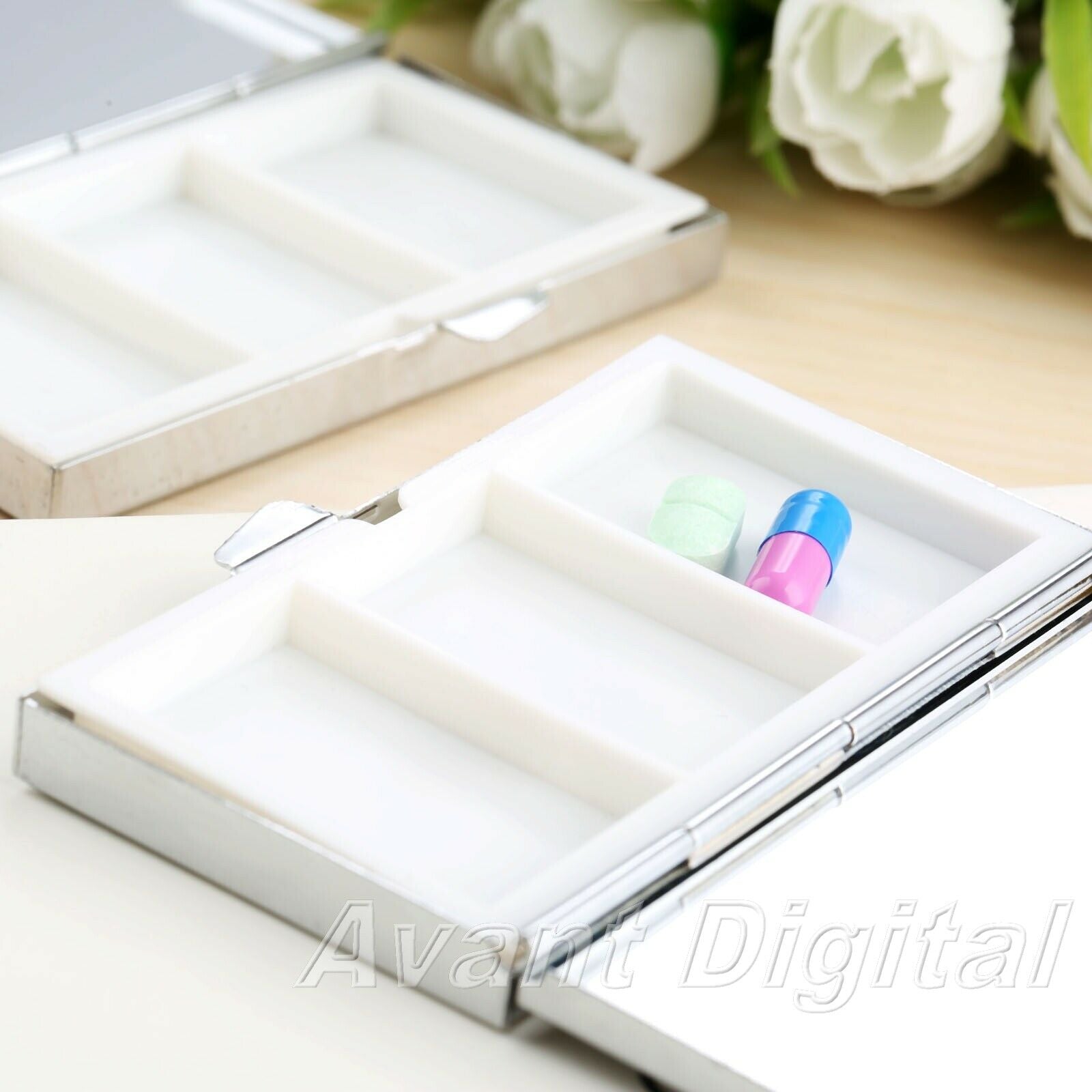 Portable Rectangle Pill Box Medicine Organizer Container Case 3 Slots Travel