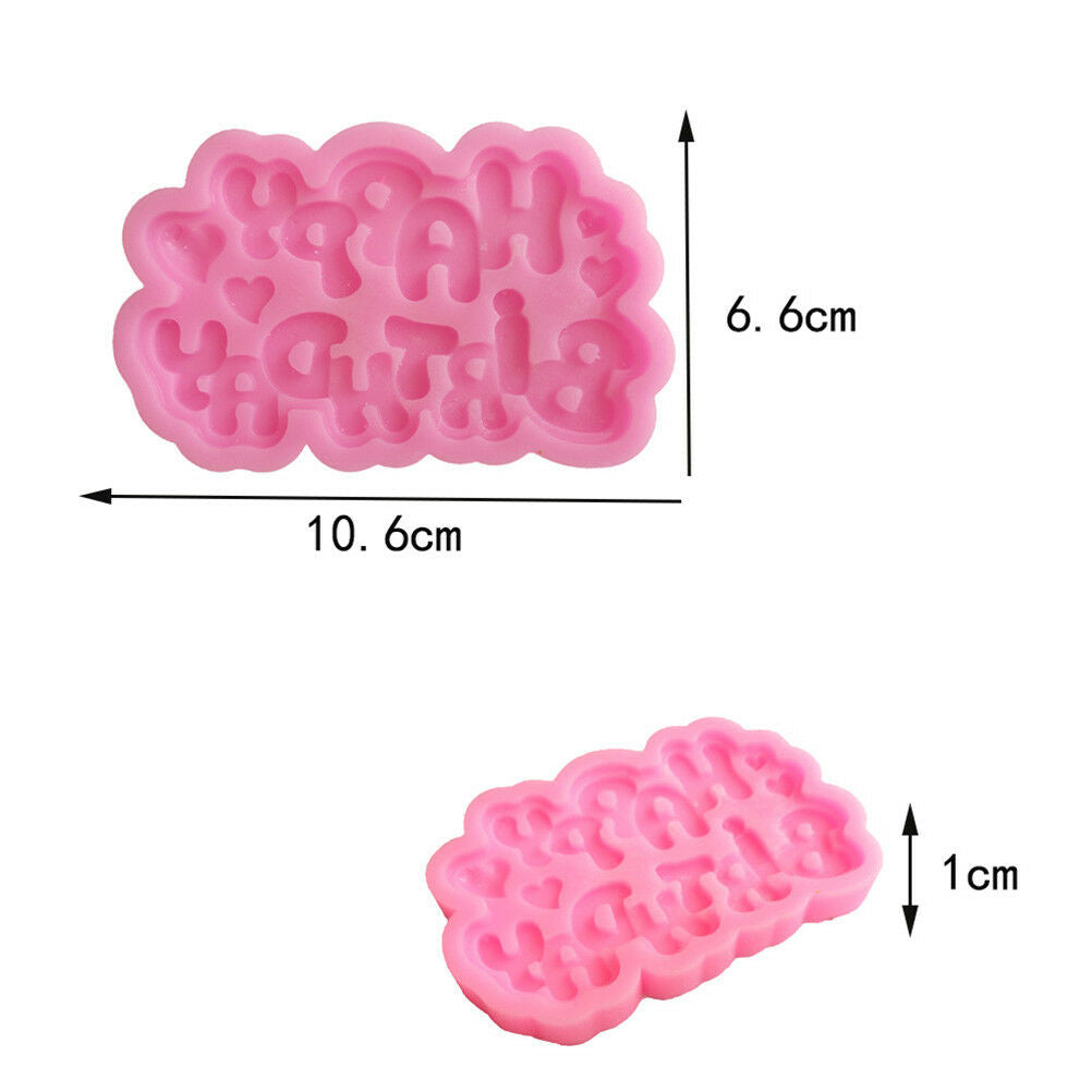 Happy Birthday Letters Silicone Fondant Mold Chocolate Mould Cake Decor T.l8