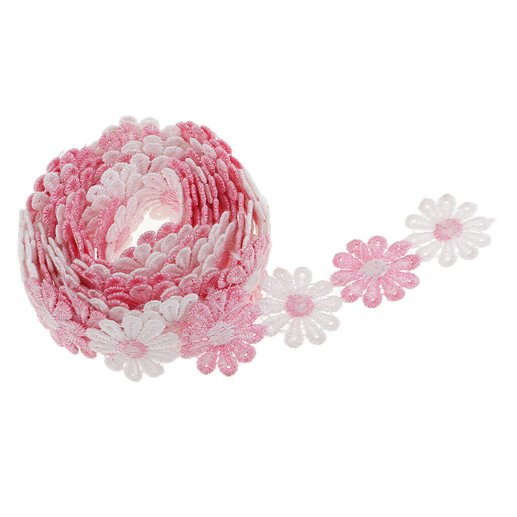 4yd 1" Embroidered Flower Ribbon Decorating Lace and Trims DIY Sewing Crafts