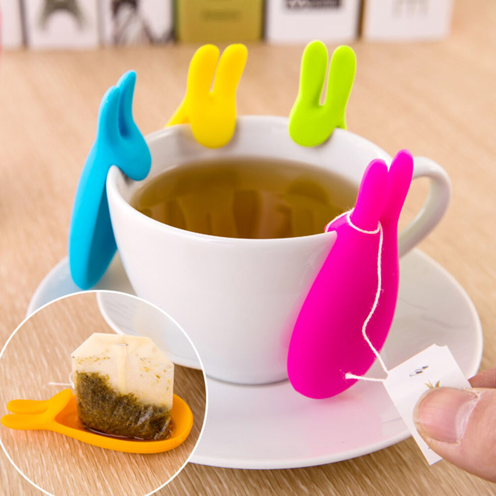 1X Silicone Gel Rabbit Shape Tea Bag Infuser Holder Random Colors Mug Gif.l8