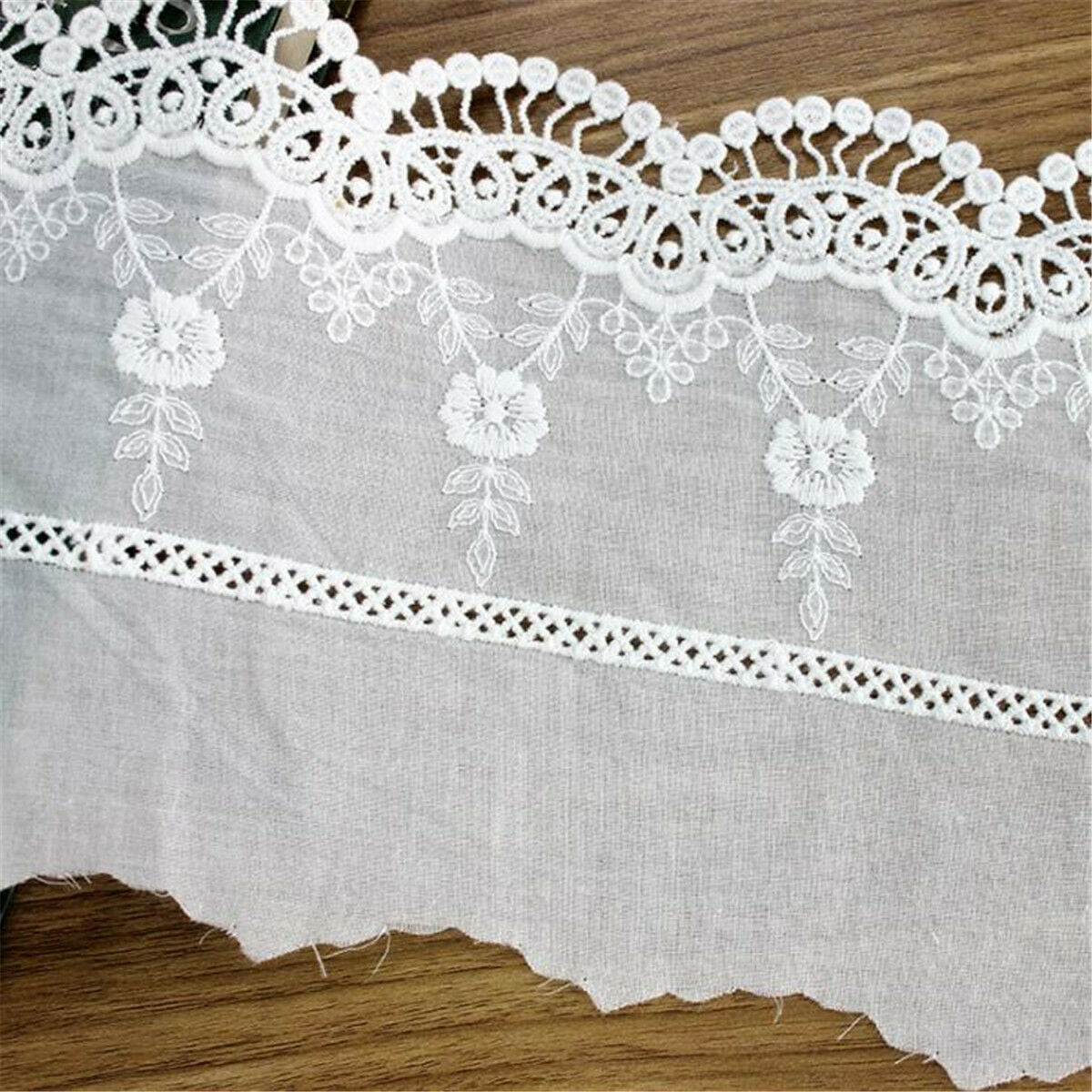 5Yards Embroidery Floral Cotton Lace Trim Ribbon Wedding Fabric DIY Sewing Craft