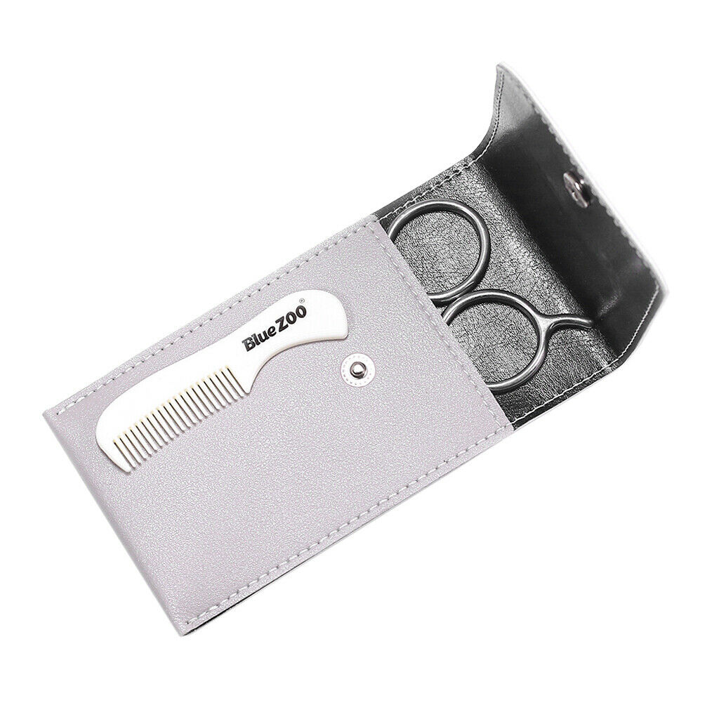 Set of 2 Salon Beard Shears Scissors Precise Facial Hair Trimmer w/Comb Set