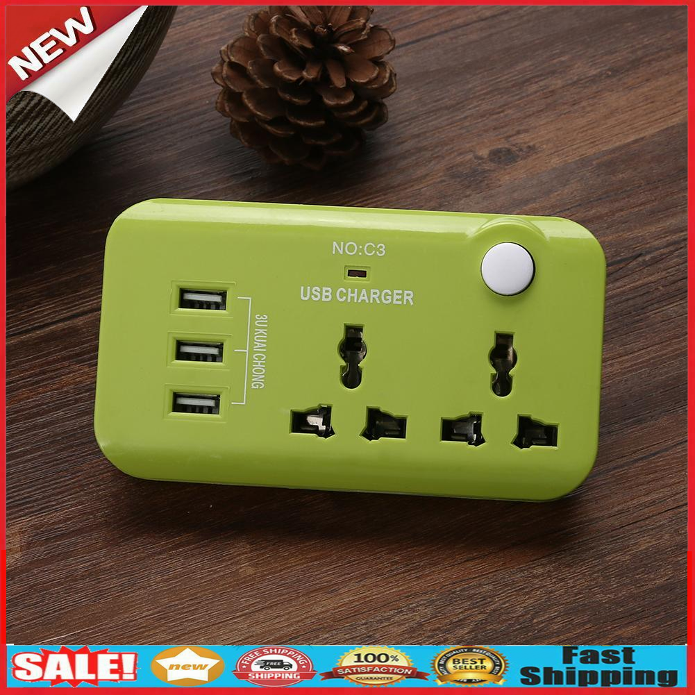 5V 10A UK Plug 3 USB Port Quick Charging Hub Charger Dock Power Strip @