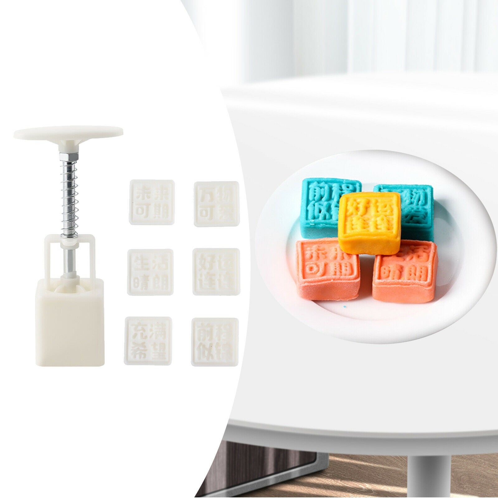 Hand-Pressure Moon Cake Mould Mid-Autumn Festival White for Baking Cookies