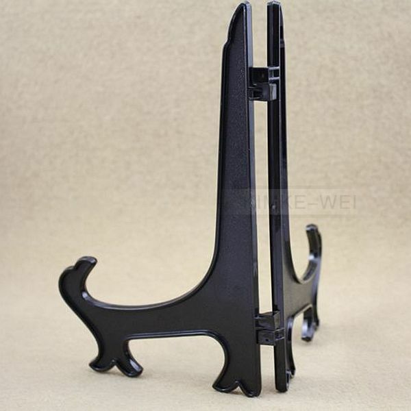 6 x Black Plastic Plate Holders Display Dish Rack Height - 22cm New