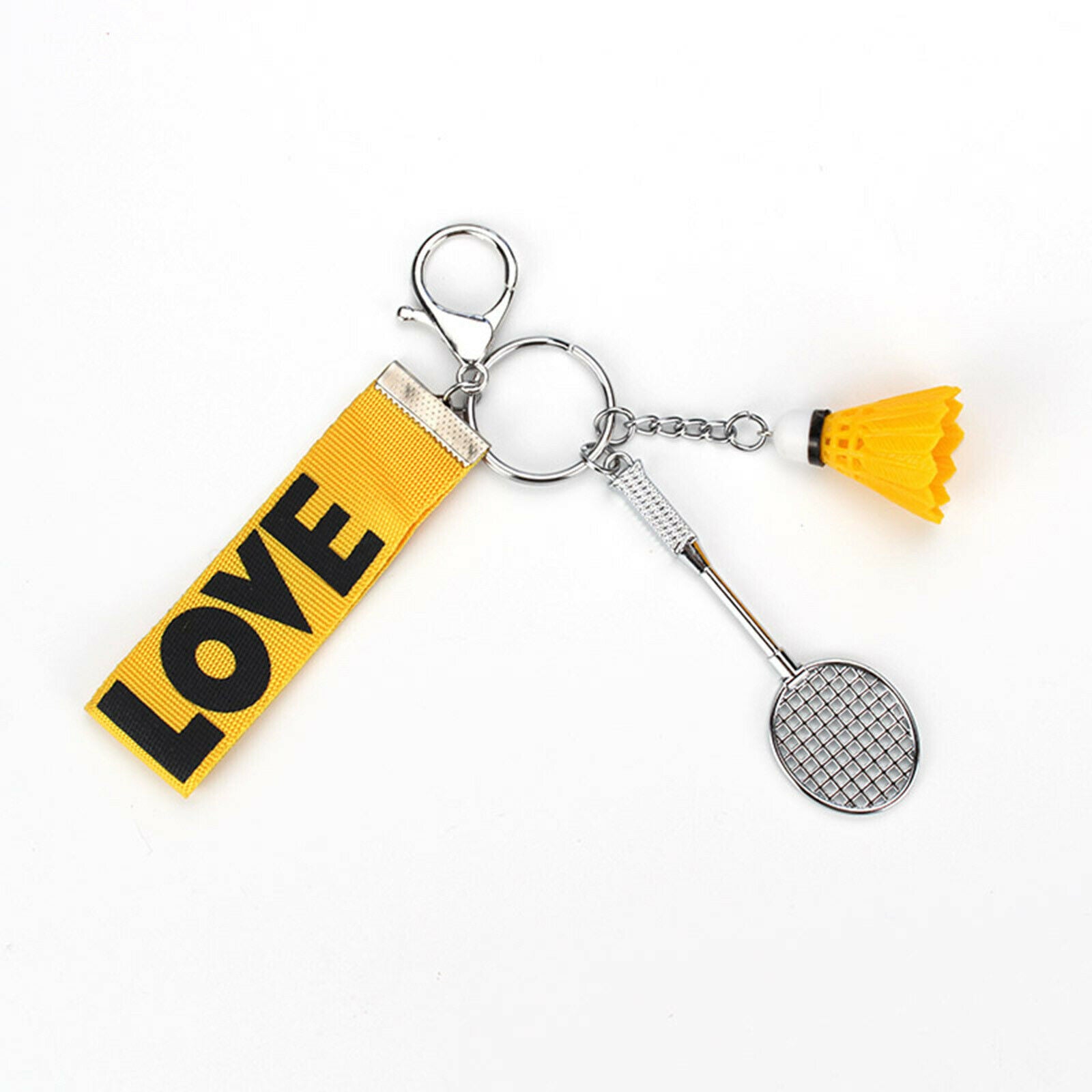 4pcs Mini Badminton Racket Pendant Charm Keyring Metal Key Chain Souvenir