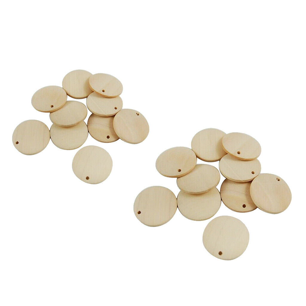 Lot of 200, Round Wood Disc Pieces Set Decoration Bauble 15mm & 20mm in Dia