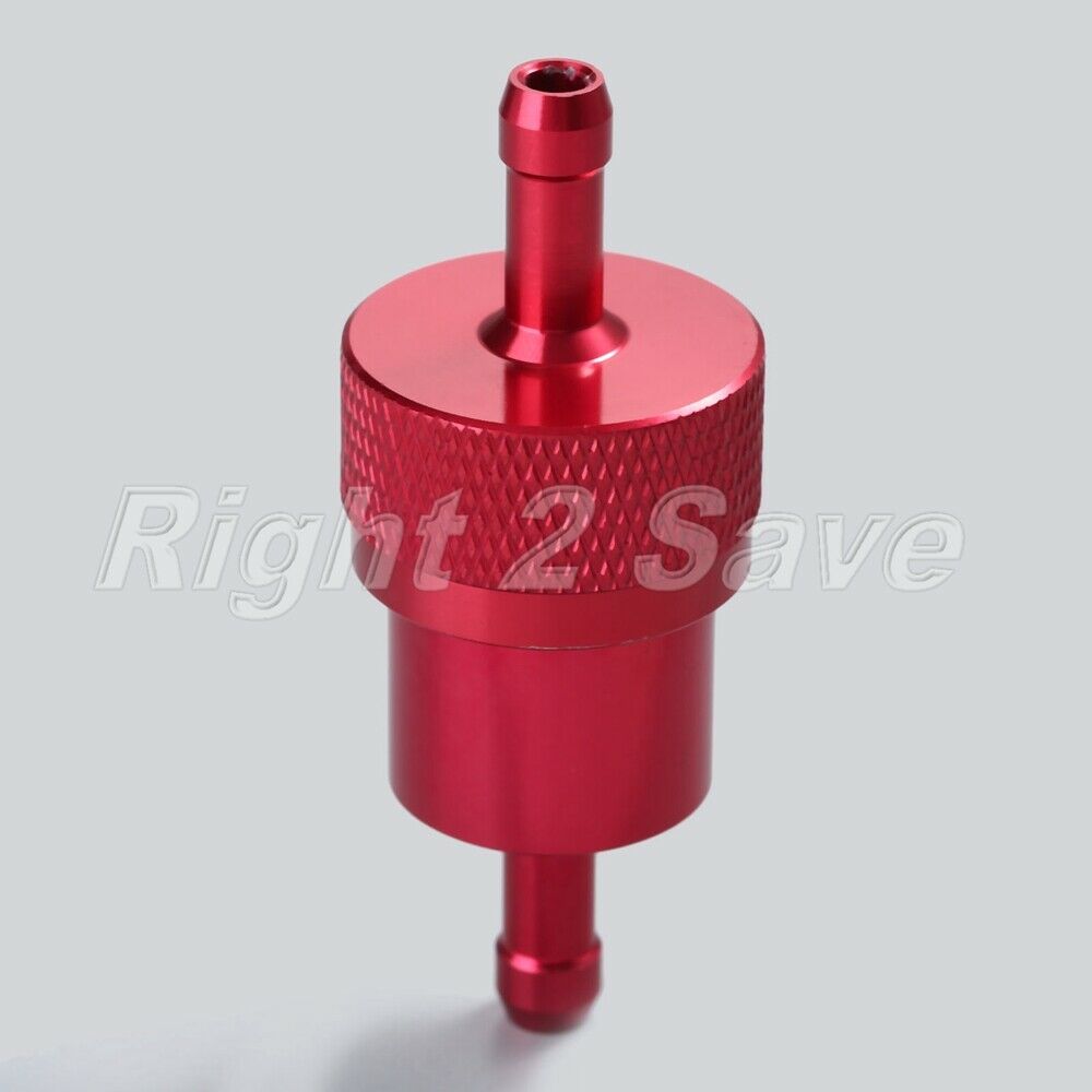 Universal Red Motor 1/4" 6mm Inline Fuel Oil Filter Cleaner CNC Aluminum Alloy