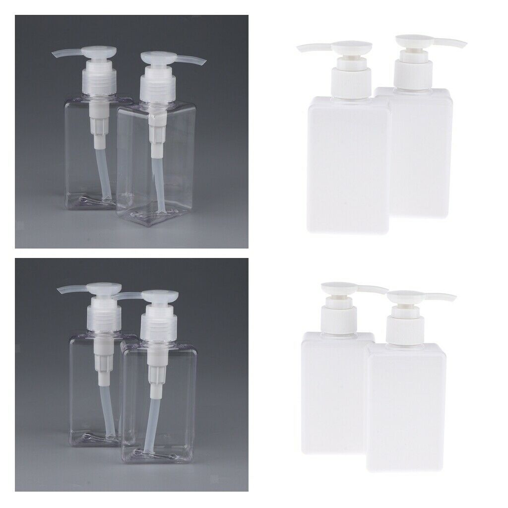 8Pcs 150ml PET Empty Flat Press Pump Bottles Holder for Essence Emulsion