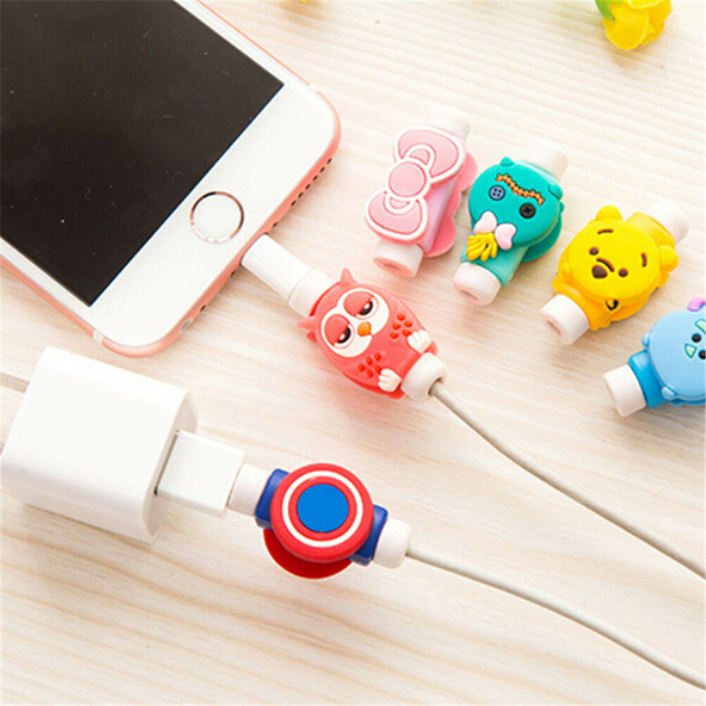 2sets 4pcs Fashion Cartoon Phone USB Data Charging Cable Wrap Cover Protec.l8