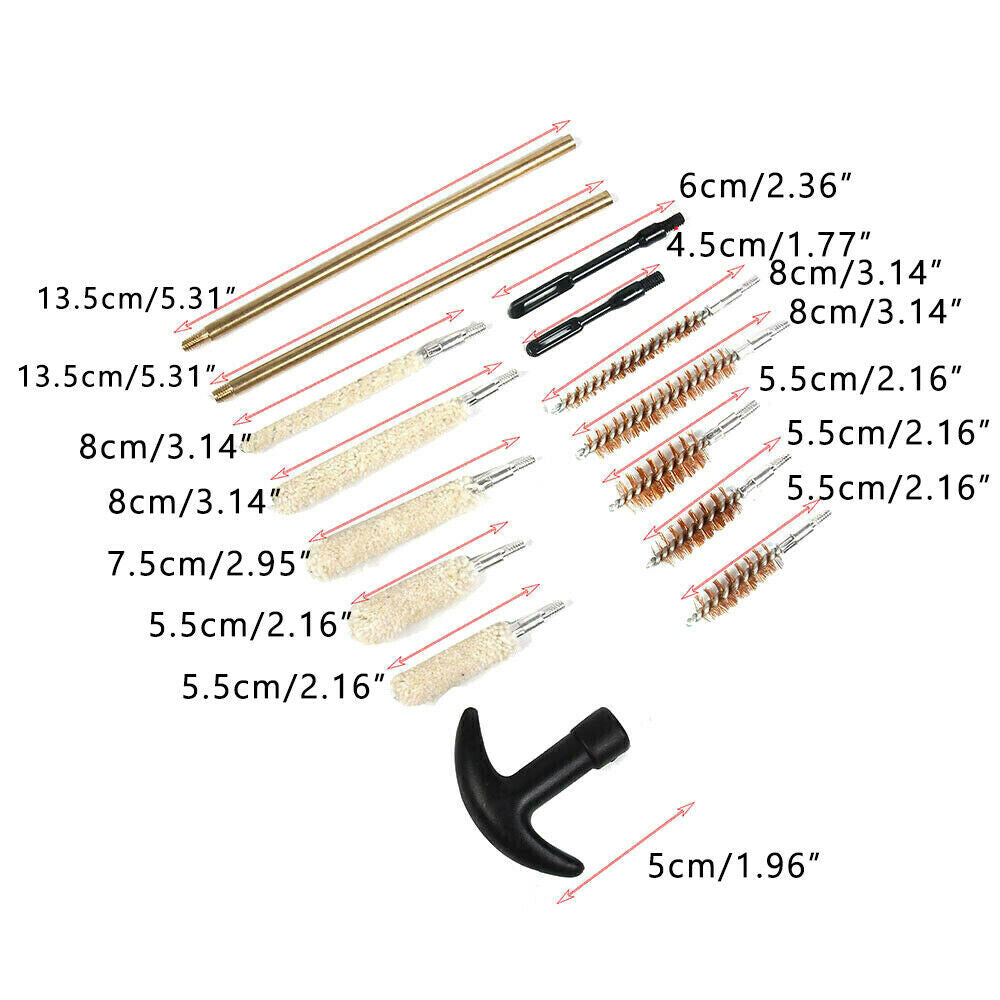 16pcs Pistol Gun Cleaning Kit Universal for .22 38 40 44 45 357 cal 9mm Hand Gun