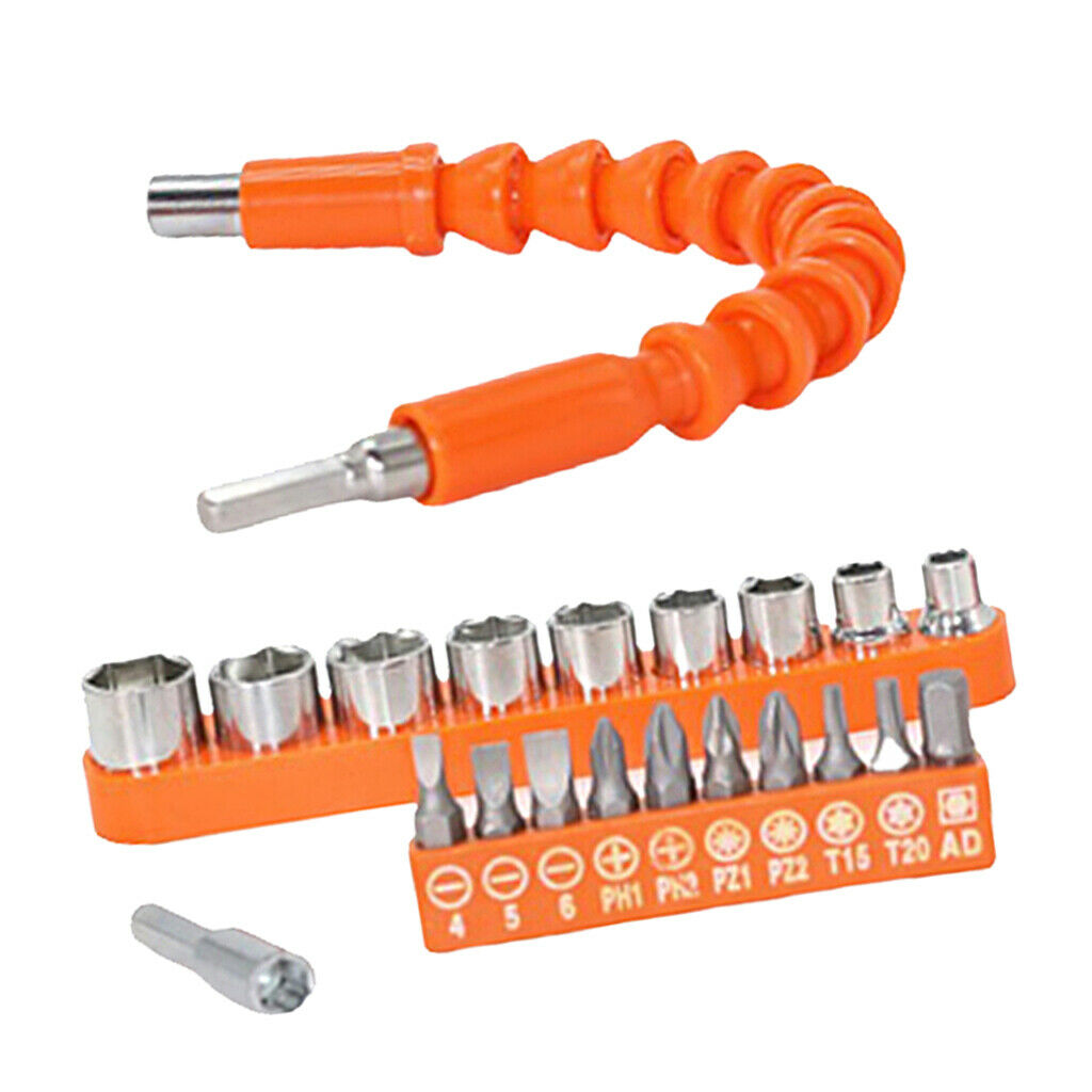 21x Universal Flexible Shaft Electric Screwdriver Head Set Batch 259mm