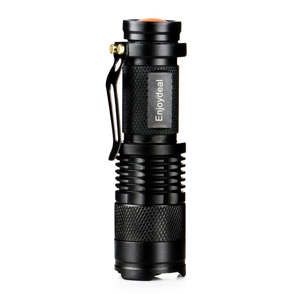 Mini 1200Lm Bright Q5 LED Adjustable Zoom Focus Flashlight Torch Black