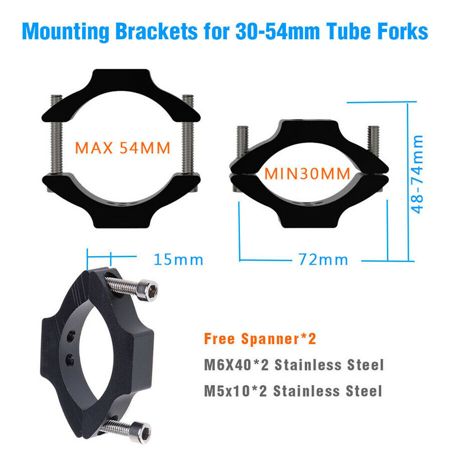 Adjustable Fork Clamp Motorcycle Light Bracket Holder For 30-54mm Tube Fork