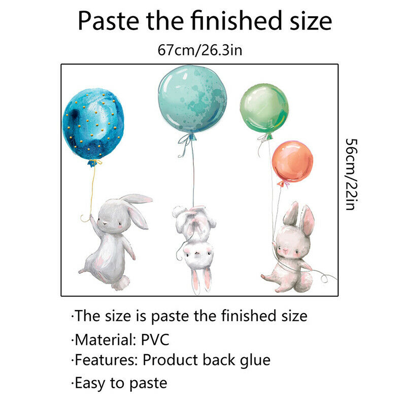 Colorful Balloon Rabbits Bedroom Wall Stickers For Kids Room children Nurser SJ