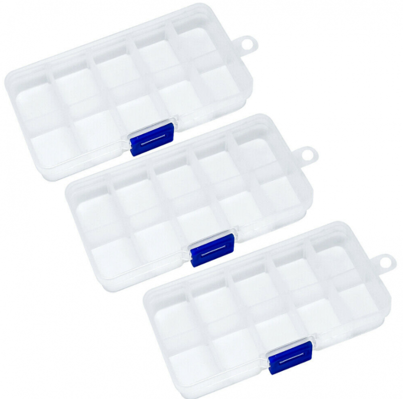 Plastic Craft Storage Box Clear Organizer 10 Compartment Craft Jewelry Bead Case
