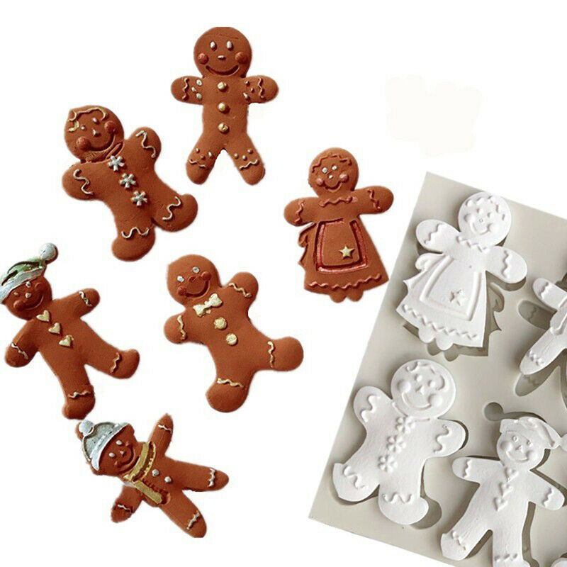 Aouke Gingerbread Man Christmas Series Silicone Mold Fondant Cake Chocolate M`DD