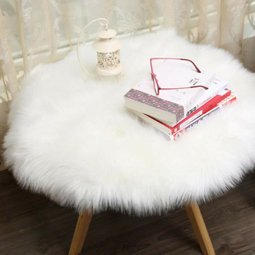 2 Pieces Soft Round Fluffy Rug, Small Area Rugs Faux Wool Carpet Mat For Kids