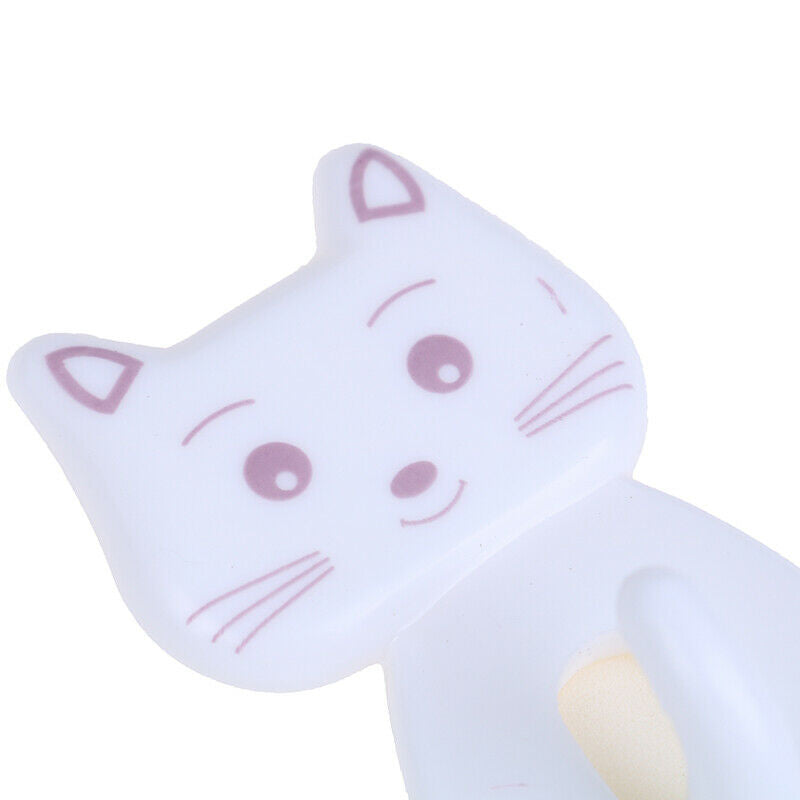 3pcs Self Adhesive Wall Decor Hooks Cute Cat Door Racks Hanger Towel Hold.l8