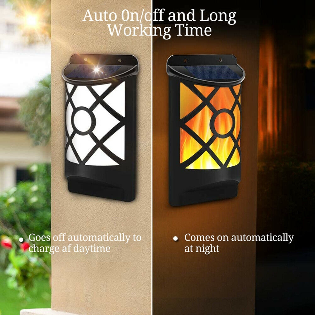 Portable Yard Solar LED Motion Sensor Night Light Simulation Flame Wall Lamp