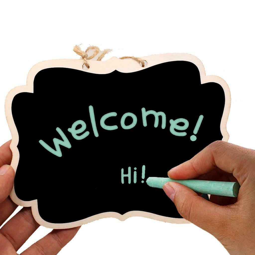 4 Pieces Wooden Mini Hanging Blackboard Wedding Party Message Memo 16x12cm