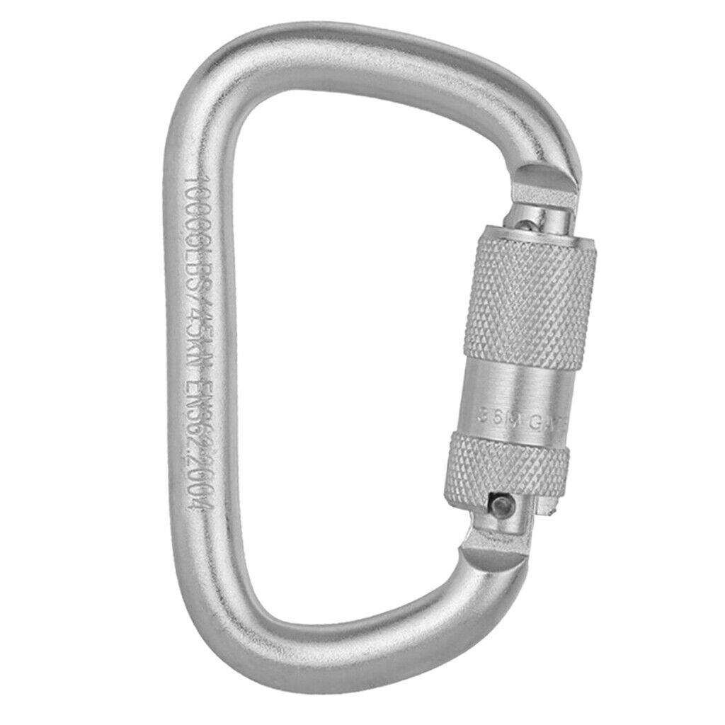 2 Pieces D Shaped Carabiner Clips for Climbing Rappelling Locking Dogs