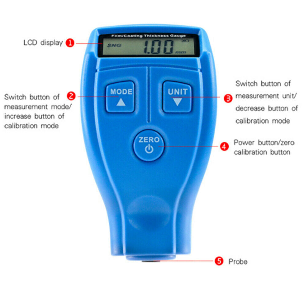 GM200 Thickness Gauges Film Paint Coating Car Magnetic Measurement Meter Tester