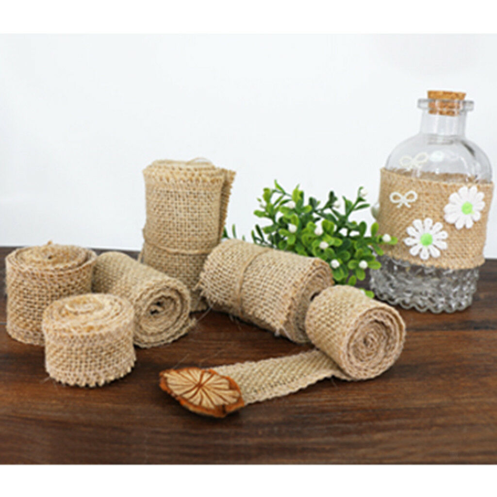 2 Meters Jute Burlap Hessian Ribbon Trim Tape Rustic for Wedding Craft 25mm