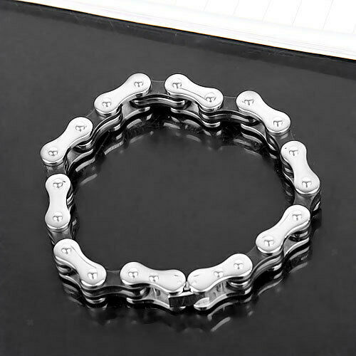 2x Men's Stainless Steel Bike Bicycle Chain Bracelet Bangle Birthday Gift Box
