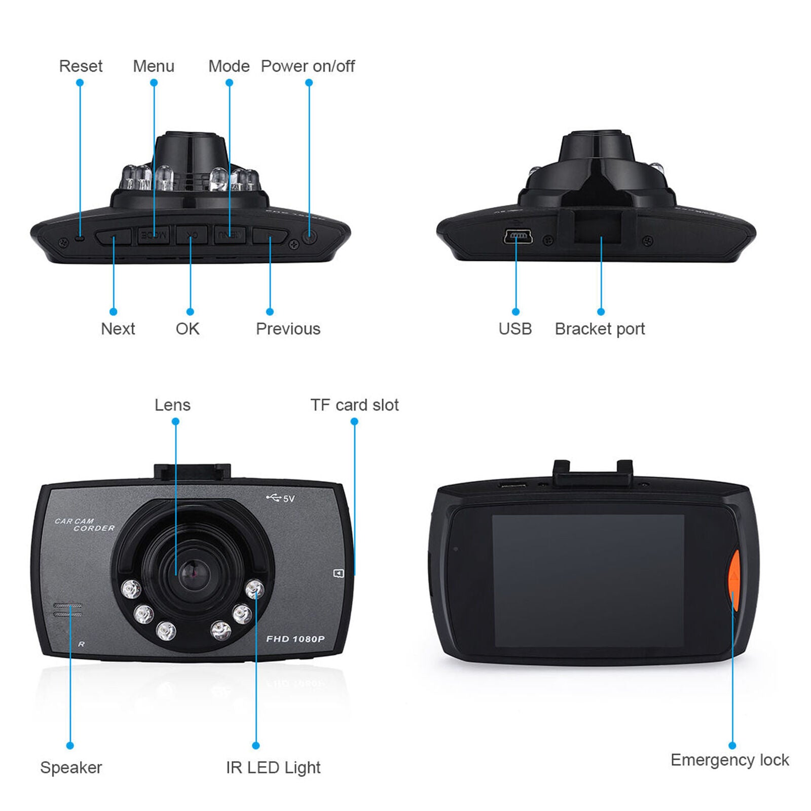 2.2”Car Dash Cam DVR 1080P Driving Vehicle Camera Video Recorder Night Vision