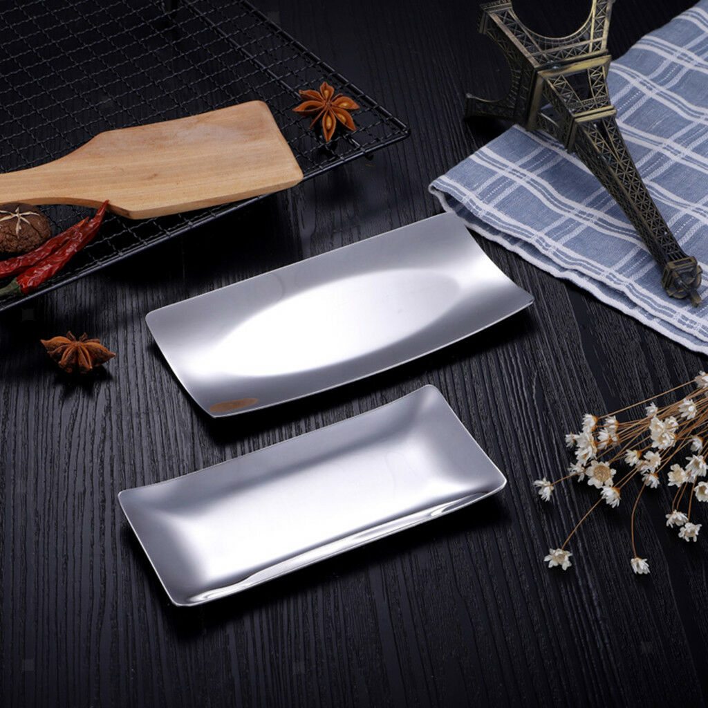 Stainless Steel Towel Dish Snack Tray Fruit Salad Plate Napkin Holder,Flat