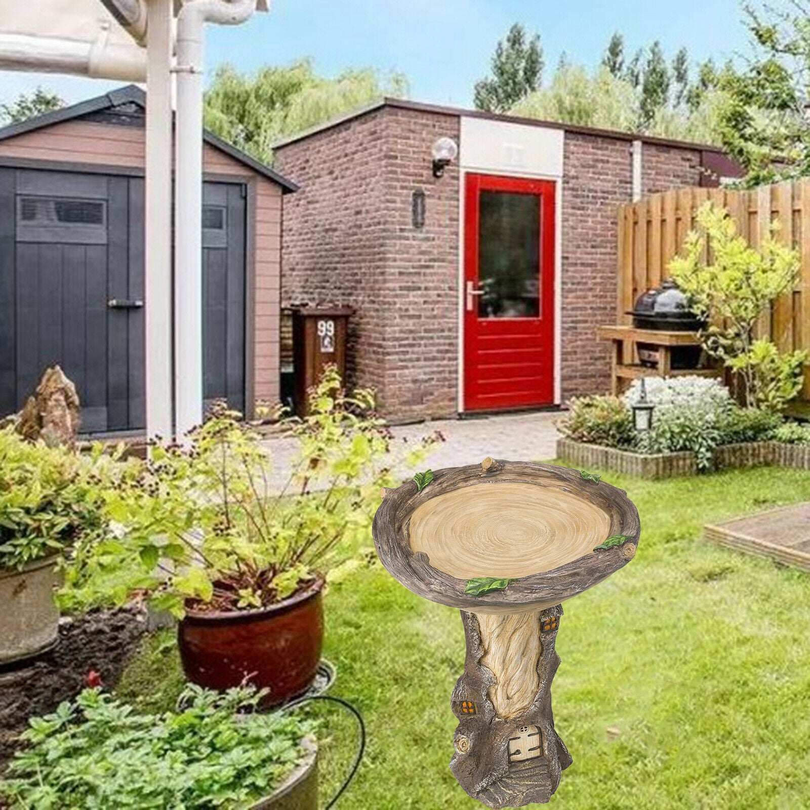 Tree Wild Bird Bath Feeder Bowl Garden Household Decor Statue For Balcony