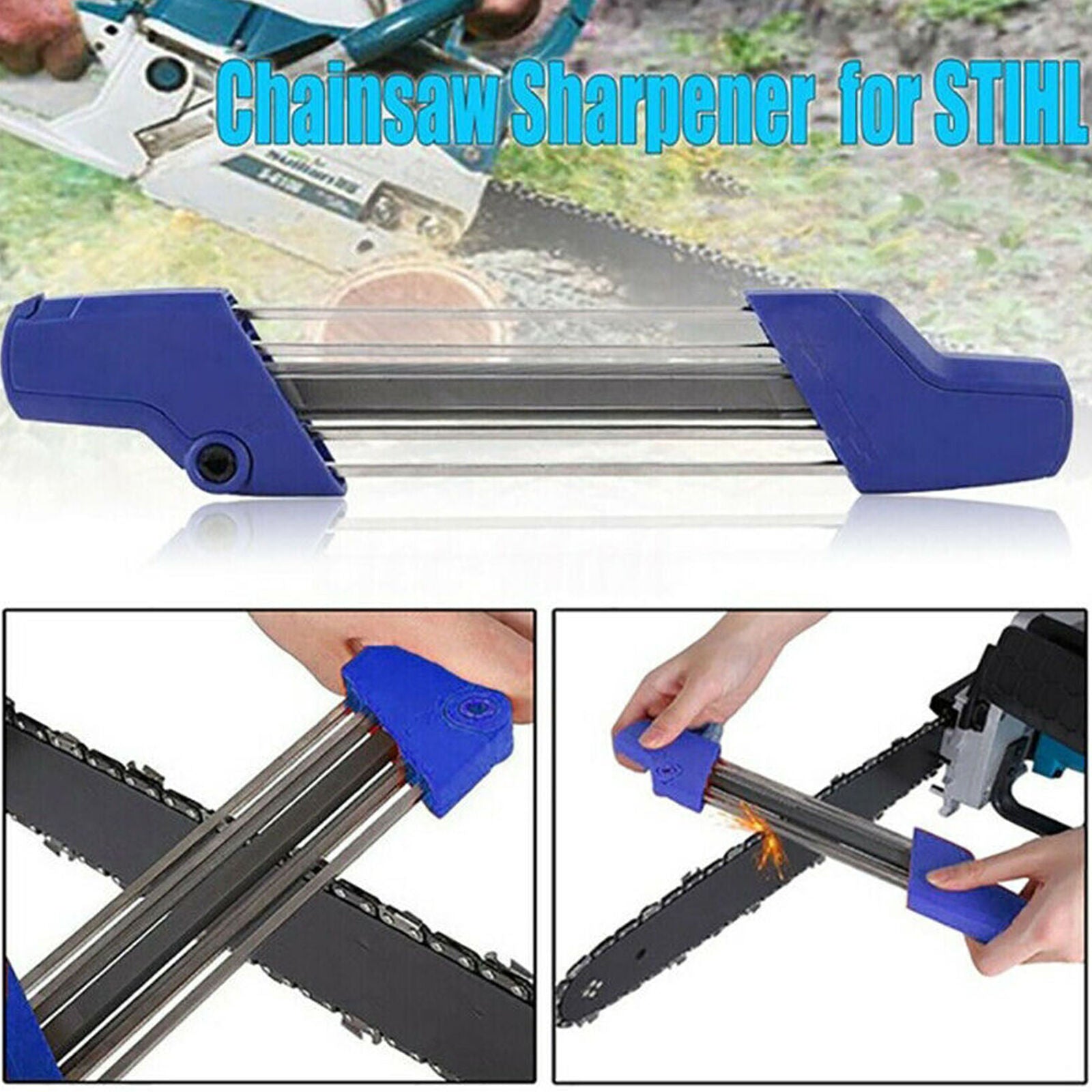 For 2 in 1 Chainsaw Chain Fast Sharpener Metal File 3/8" 4.0mm