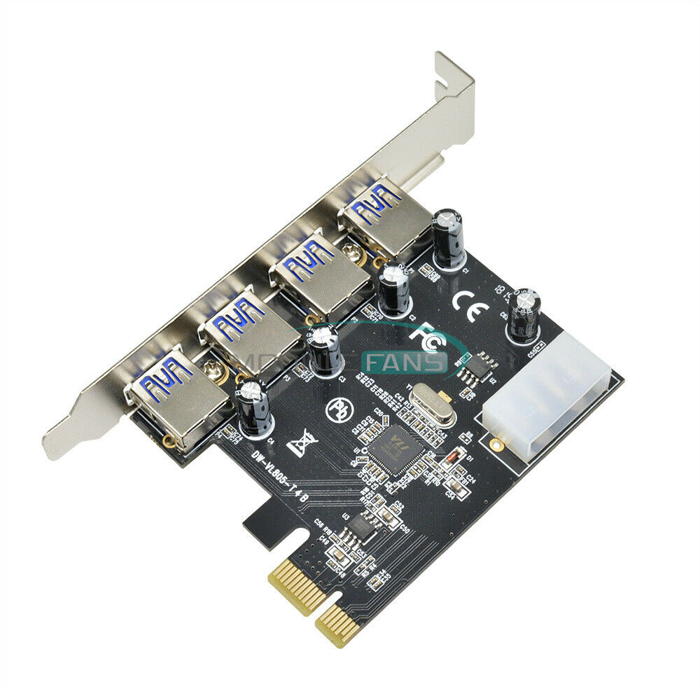 4 Port PCI-E to USB 3.0 HUB PCI Express Expansion Card Adapter 5 Gbps Speed Top