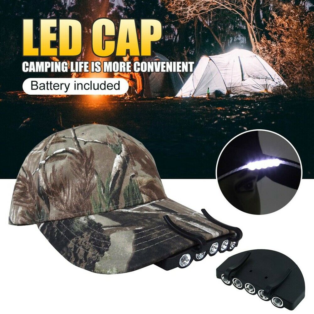 Lampes Frontale Clip On Cap Hat Head Light Lamp Torch Fishing Camping Hiking