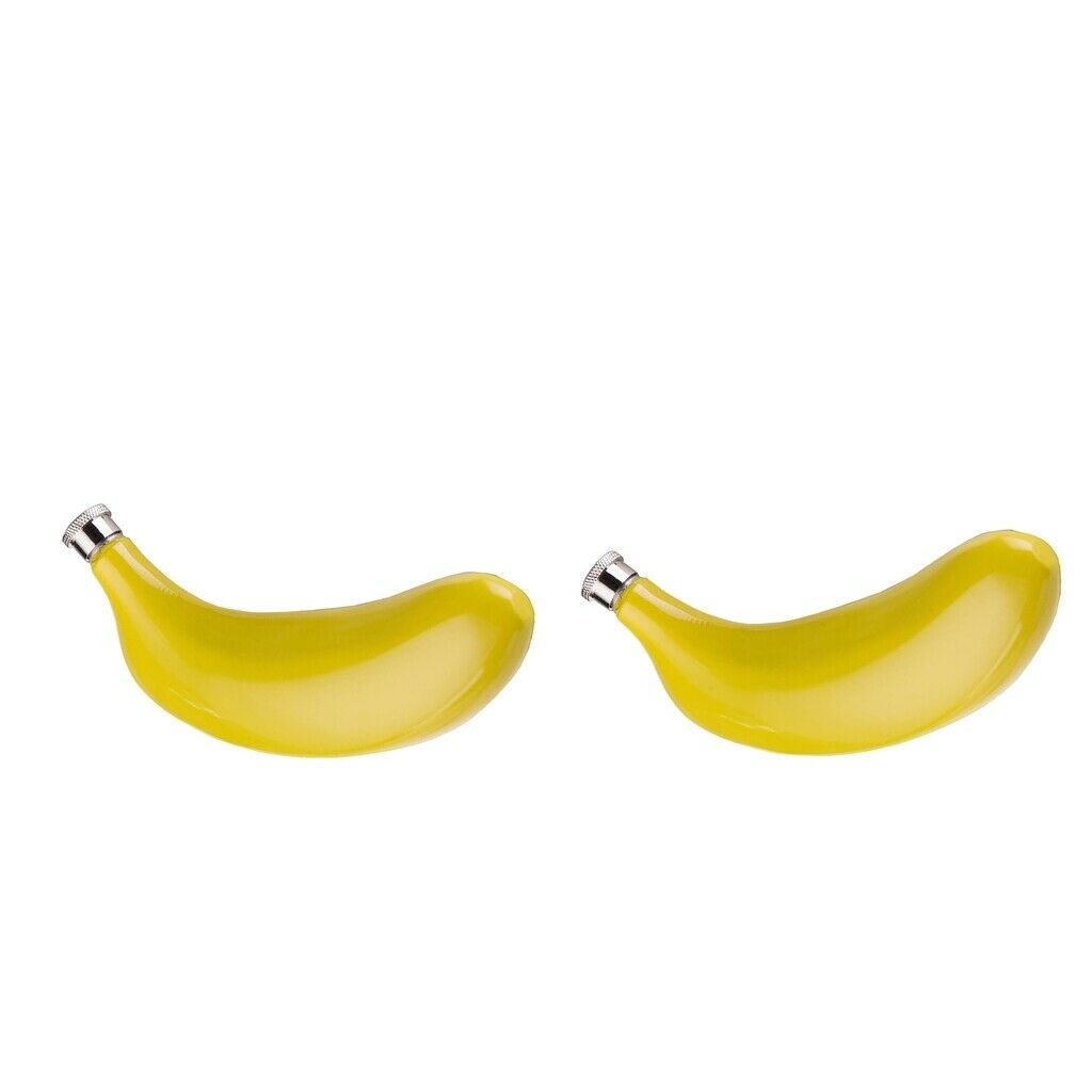 2pcs Cute Banana Hip Flask 150ml Portable Stainless Steel Alcohol Flagon Camping