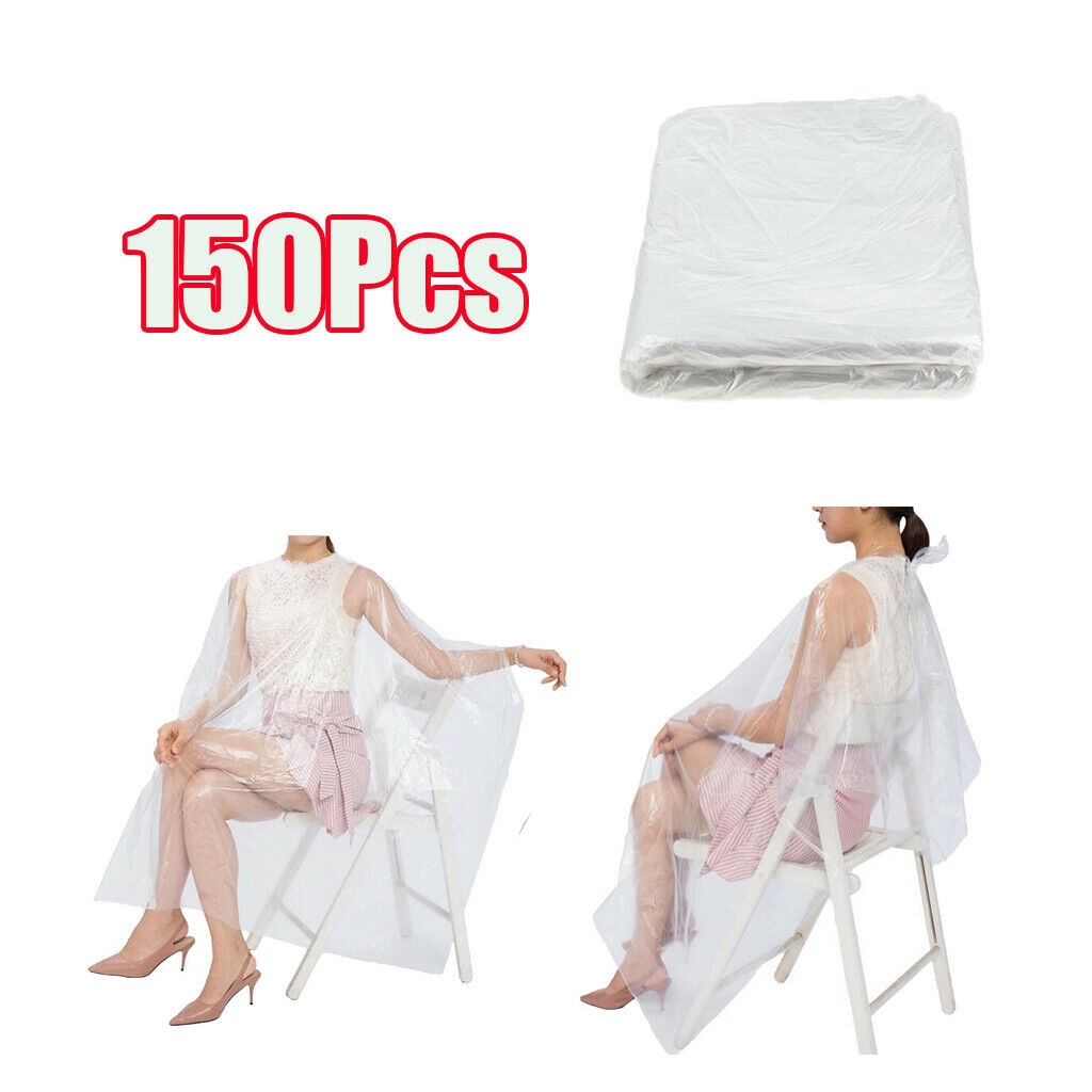 150-piece Clear Disposable Salon Haircut Capes Apron Unisex for Barber